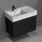 Black Bathroom Vanity With Marble Design Sink, Floating, Modern, 32